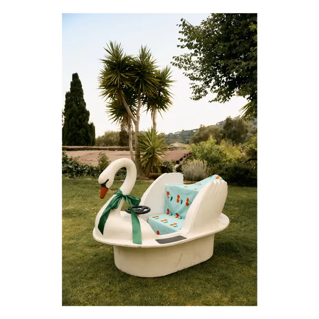 Serviette de Plage Cerises Coton Bio | Vert d'eau