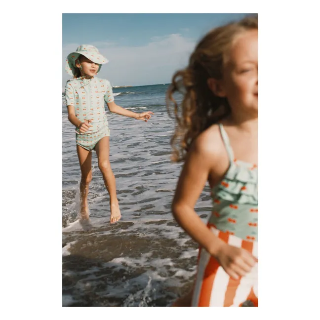 Maillot de Bain Volants Cerises | Vert d'eau