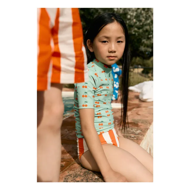 T-shirt de Bain Anti-UV Cerises | Vert d'eau