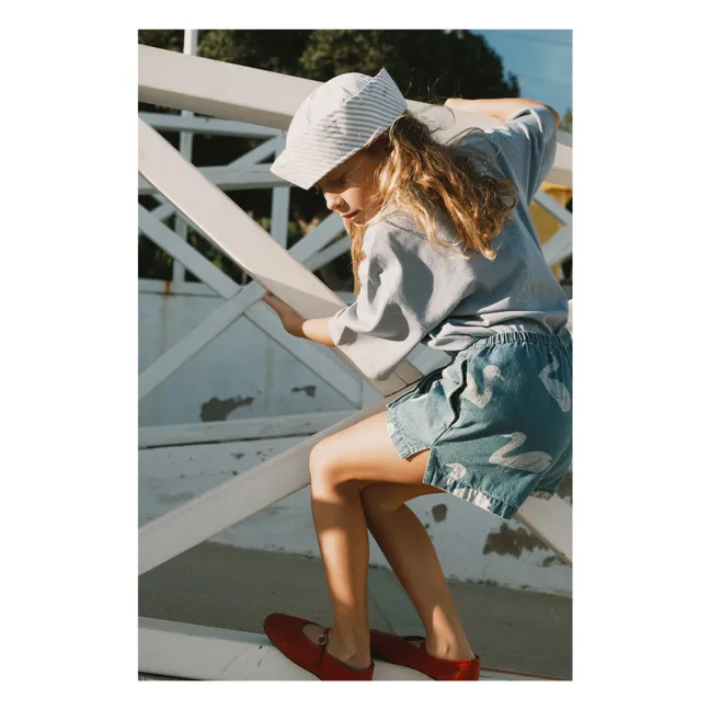 Denim Shorts Schwäne | Blau