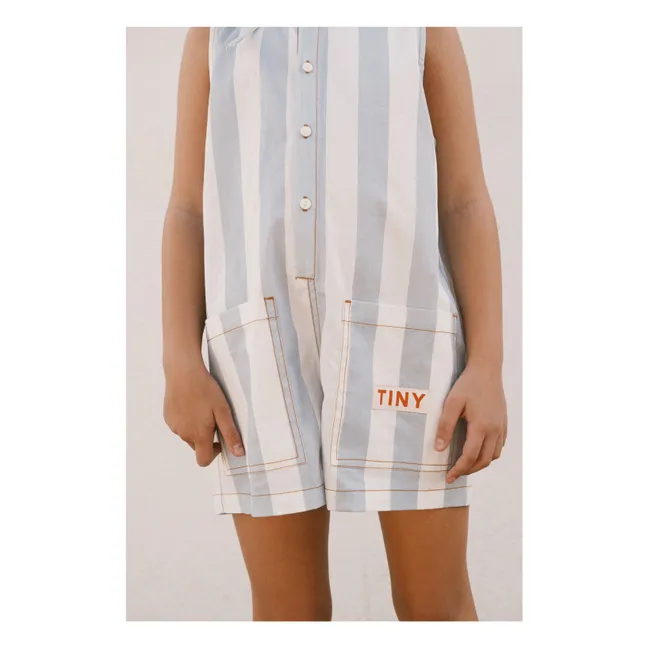 Tiny Striped Twill Playsuit | Blue