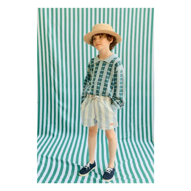 Short Rayé Twill | Bleu