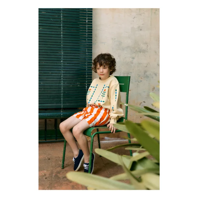 Striped Twill Shorts | Red