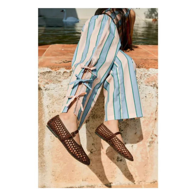 Pantalon Nœuds Rayé | Rose pâle