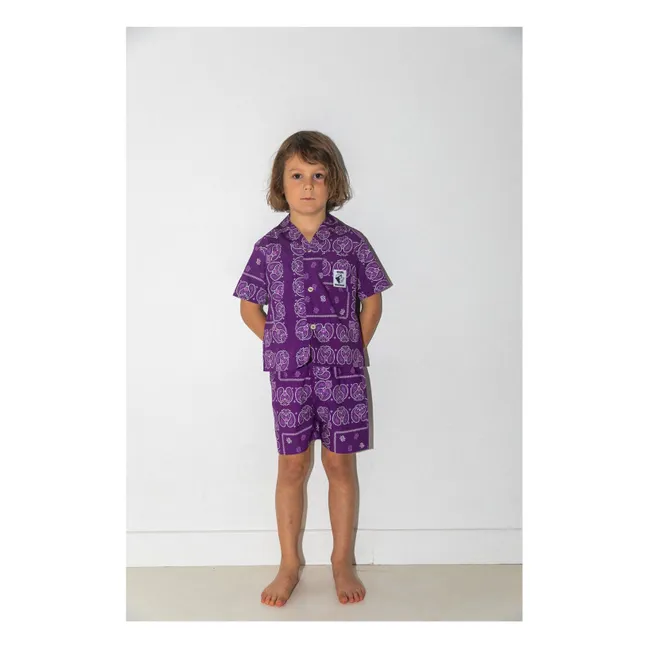 Conjunto de camisa y pantalón corto de popelina Cassis | Violeta