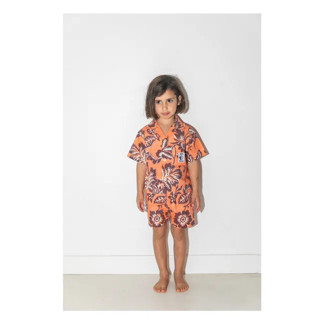 Ensemble Chemise et Short Tiki Waikiki Popeline | Orange