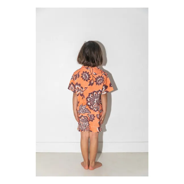 Ensemble Chemise et Short Tiki Waikiki Popeline | Orange