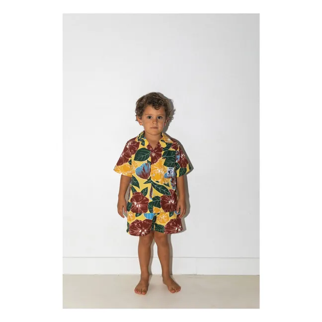 Conjunto de camisa y pantalón corto Tulum Poplin | Amarillo