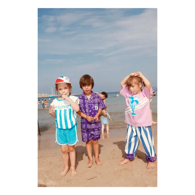 Cassis Poplin Shirt and Short Set | Purple