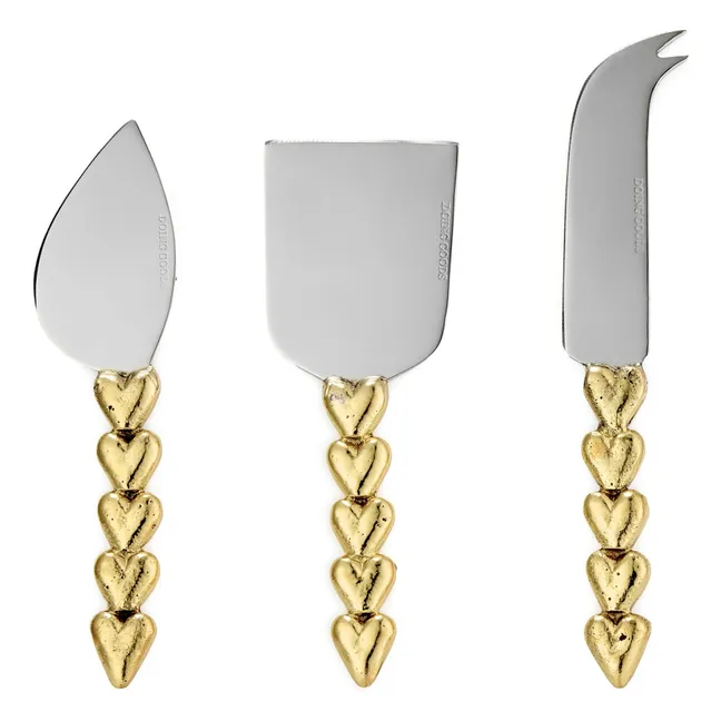 Posate da formaggio in ottone Holly Heart - Set di 3 pezzi | Ottone