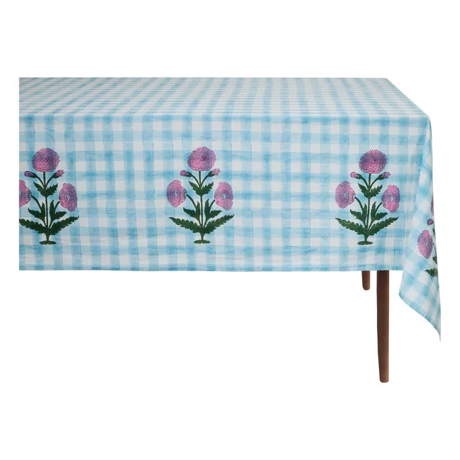 Iris gingham tablecloth  | Blue