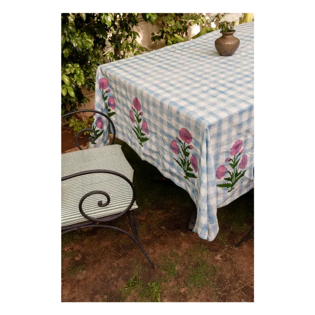 Iris gingham tablecloth  | Blue