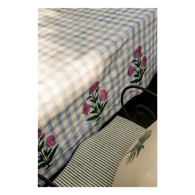 Iris gingham tablecloth  | Blue