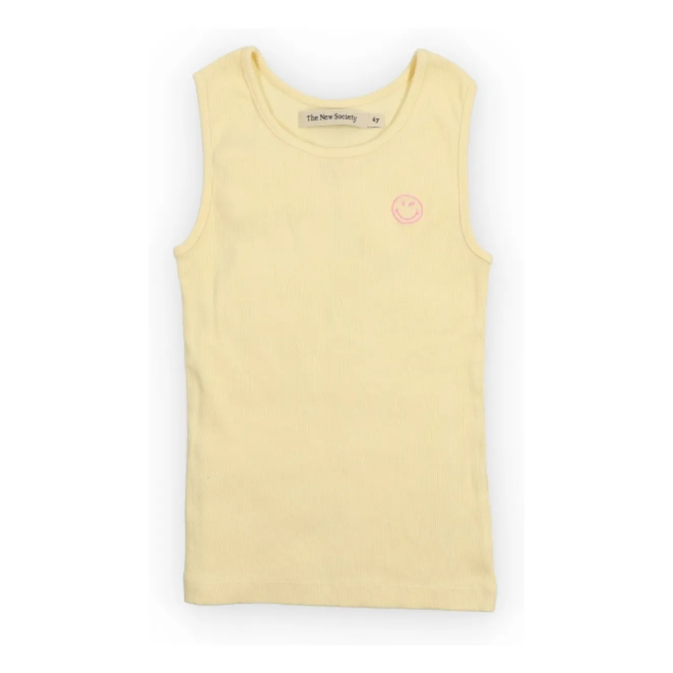 The New Society Pale Yellow Smiley Rib Tank Top