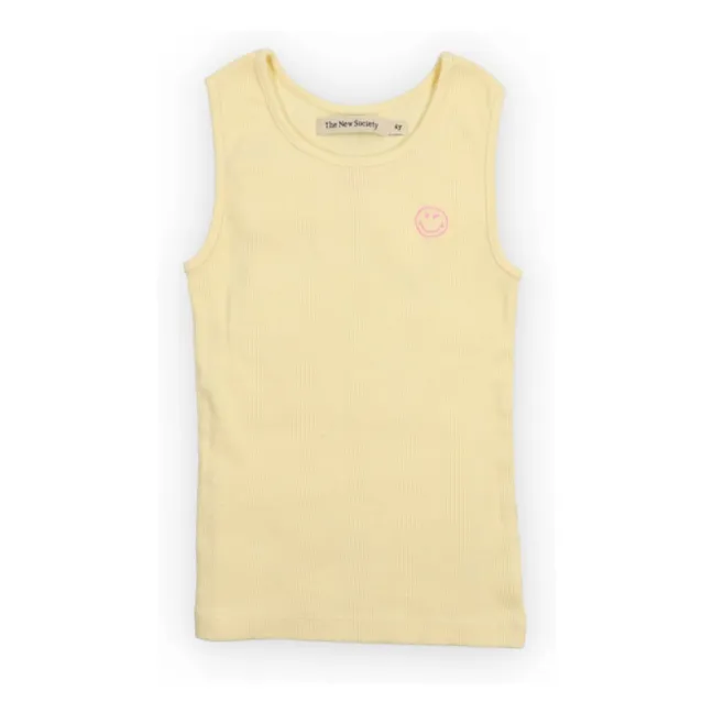 Camiseta de tirantes Smiley acanalada | Amarillo palo