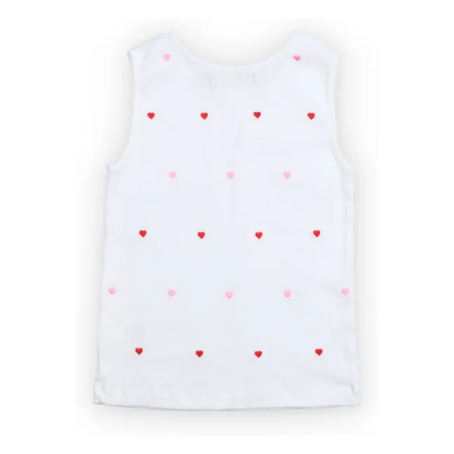 Ribbed Tank Top Petunia Hearts | White