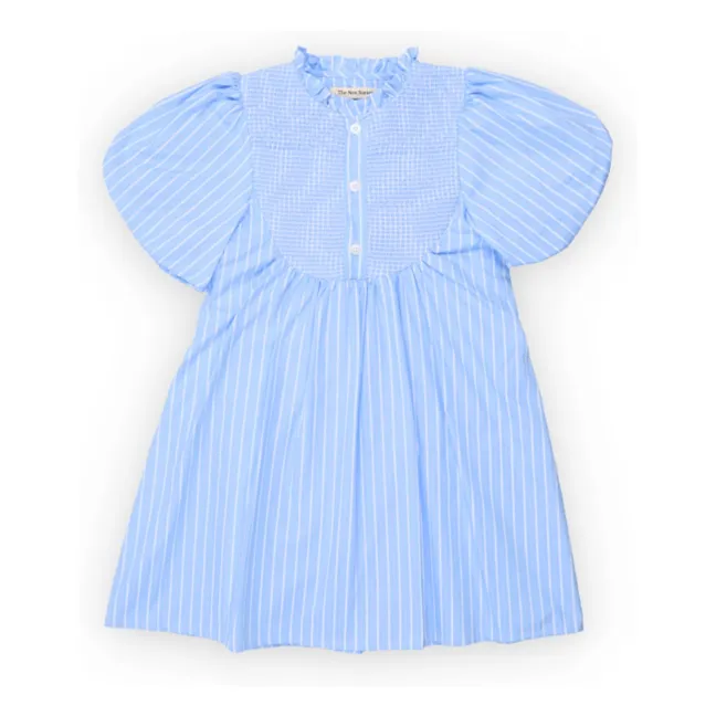 Striped Ficus Puff Sleeve Dress | Light Blue