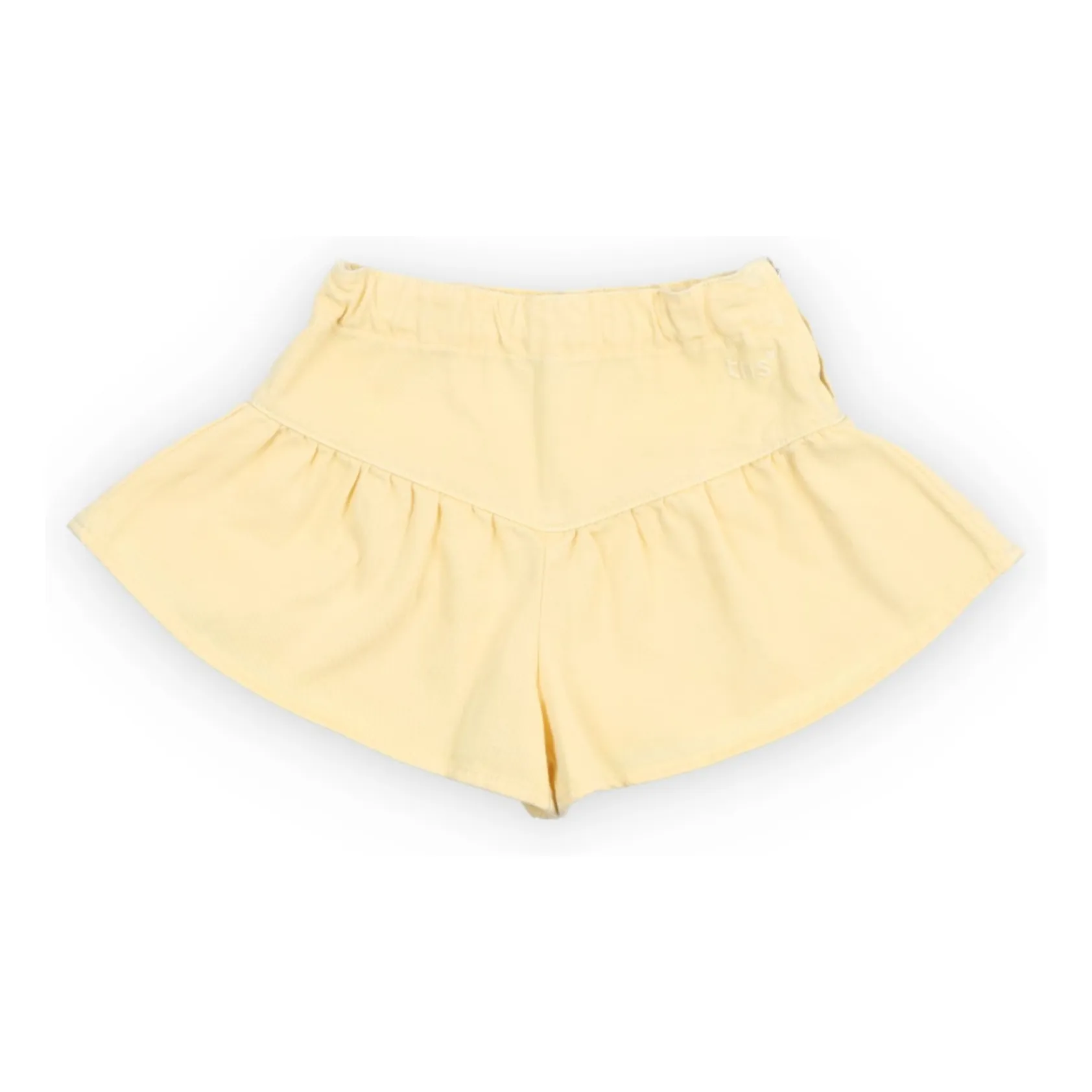 Short Denim Volants Bellis | Jaune pâle- Image produit n°0