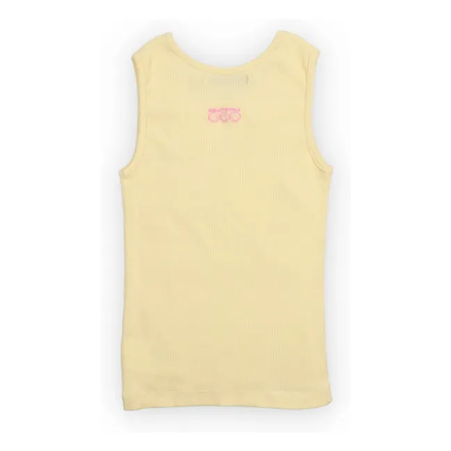 Camiseta de tirantes Smiley acanalada | Amarillo palo