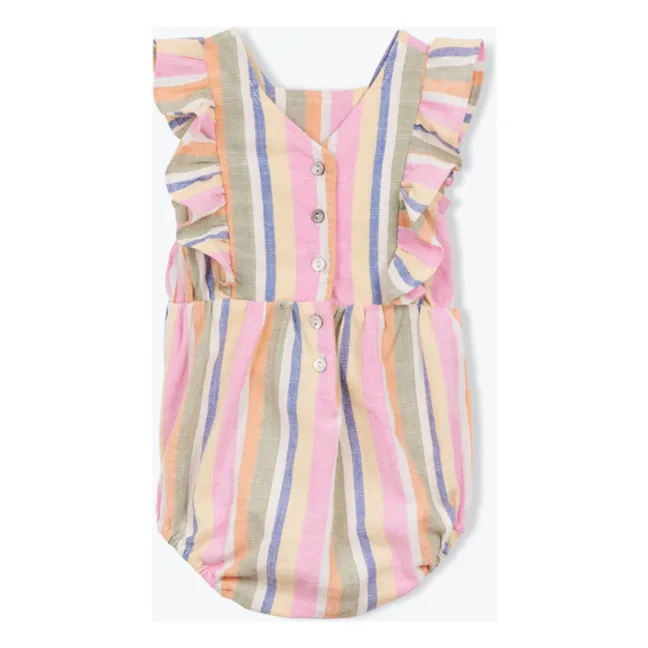 Striped voile romper | Pink