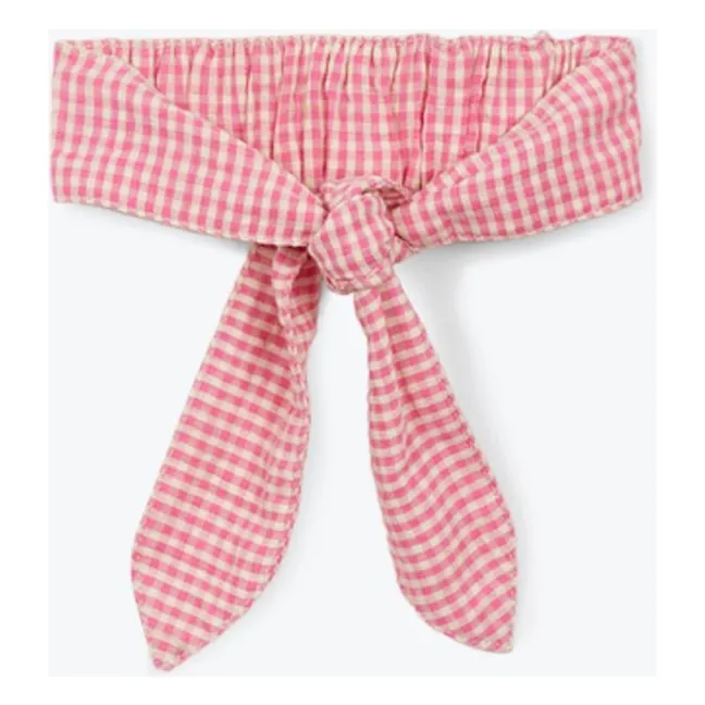 Seersucker Gingham Headband | Pink