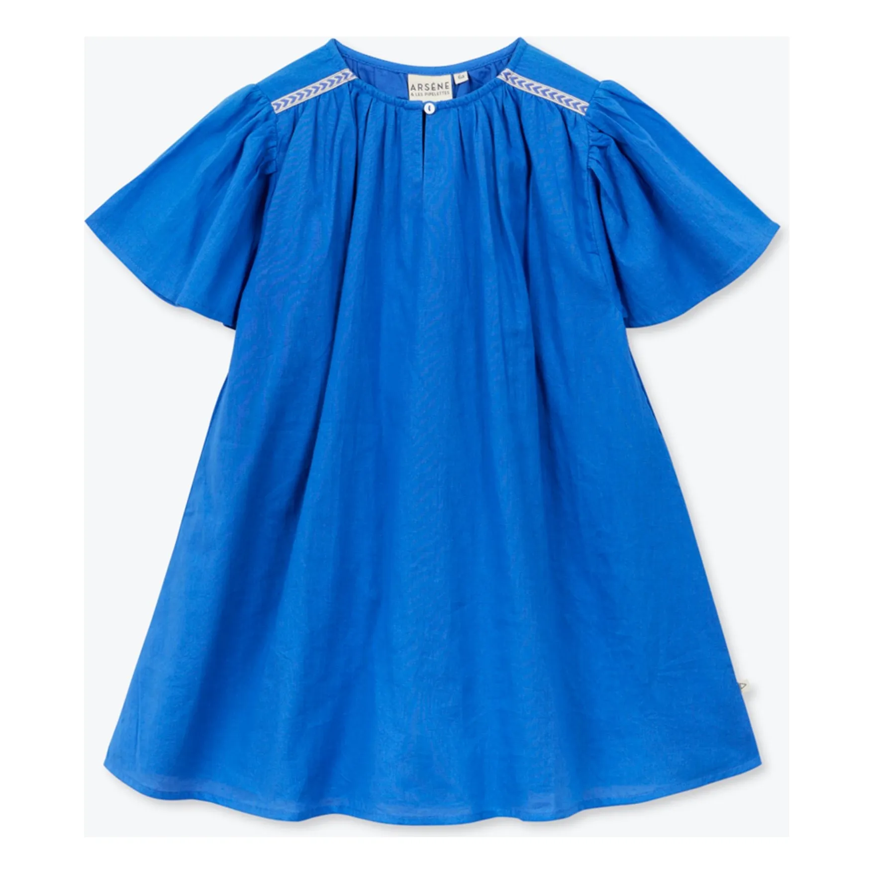 Robe Volants Voile Coton Bio | Bleu azur- Image produit n°3