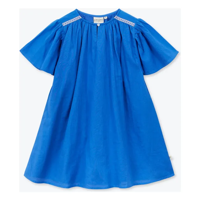 Robe Volants Voile Coton Bio | Bleu azur