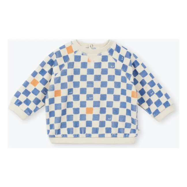 Sweat Damier Coton Bio Bébé | Bleu azur