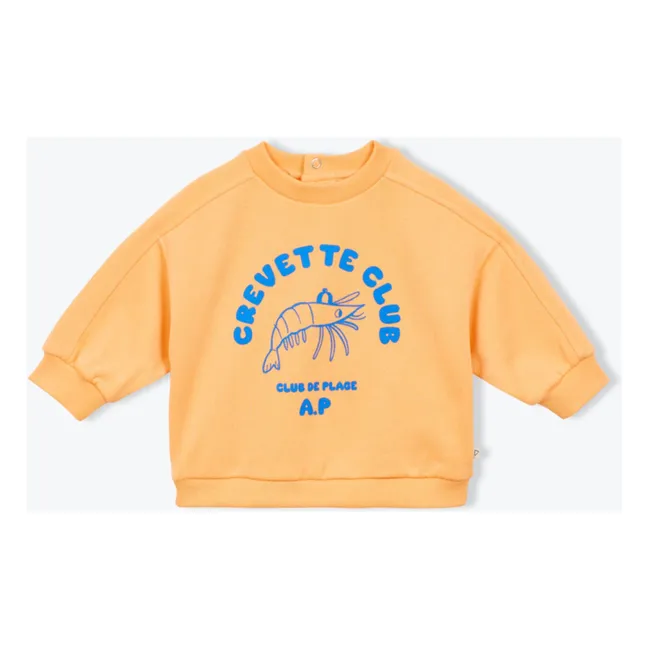 Sweat Crevette Club Coton Bio Bébé | Abricot
