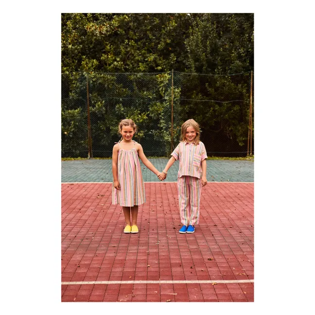 Gestreifte Voile-Hose | Rosa