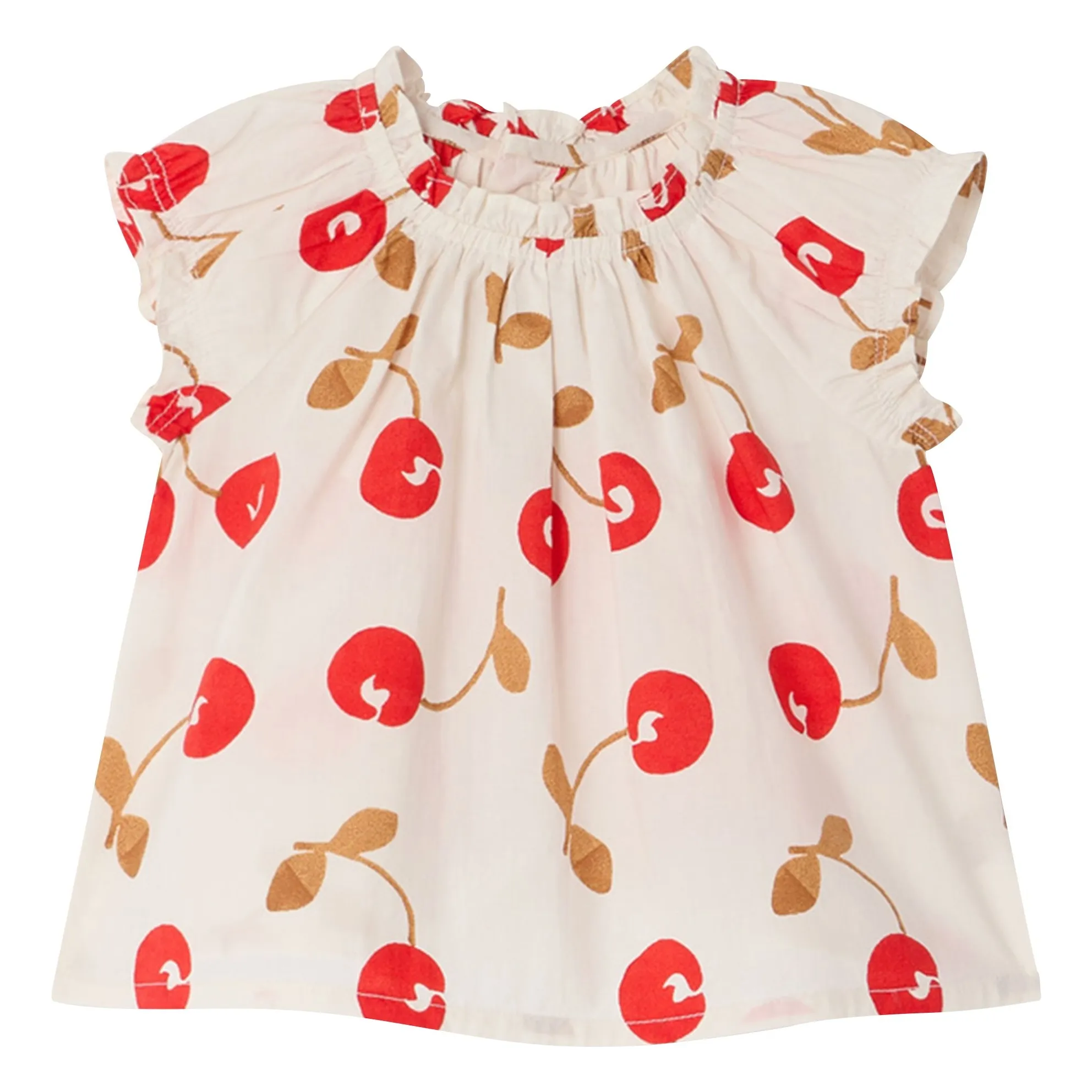 Bonpoint Ecru Grace Cerises Organic Cotton Blouse