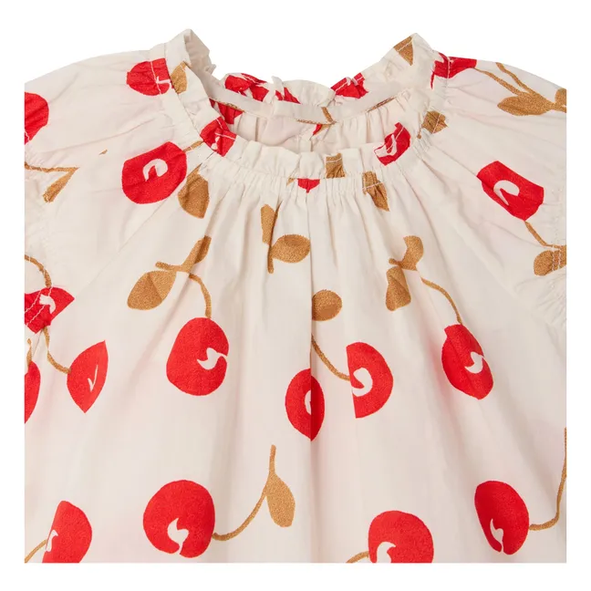 Blouse Grace Cerises Coton Bio | Ecru
