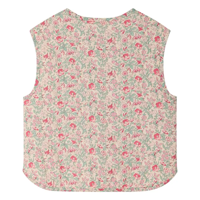 Veste Sans Manches Matelassée Elbie Fleurie Coton Bio | Rose