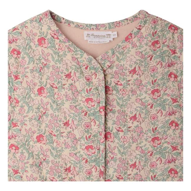 Veste Sans Manches Matelassée Elbie Fleurie Coton Bio | Rose
