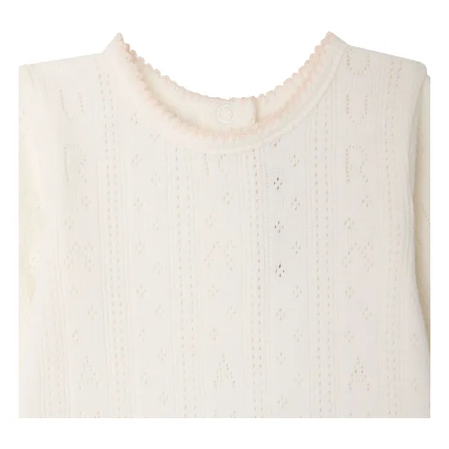 Conjunto de camiseta y legging de algodón orgánico Leandra Pointelle | Blanco