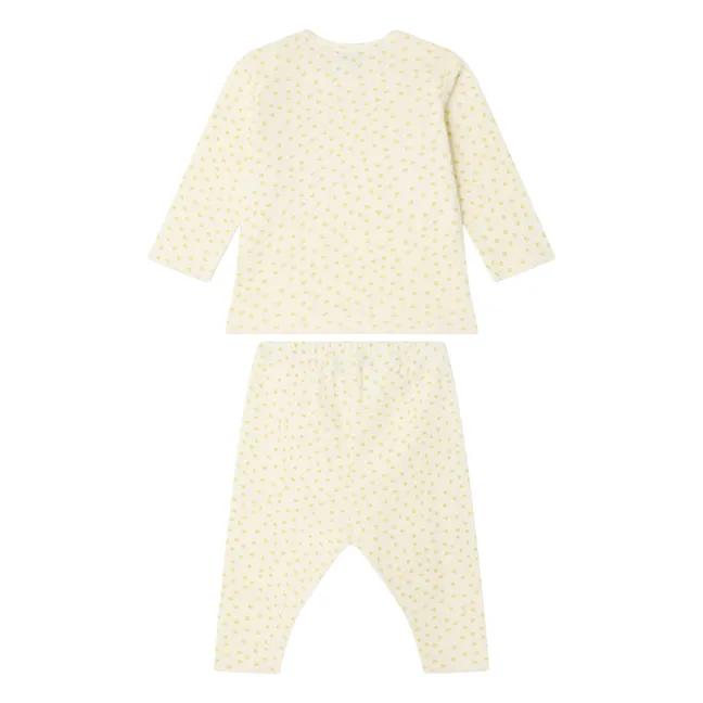 Ensemble T-shirt et Legging Timi Pois Coton Bio | Ecru