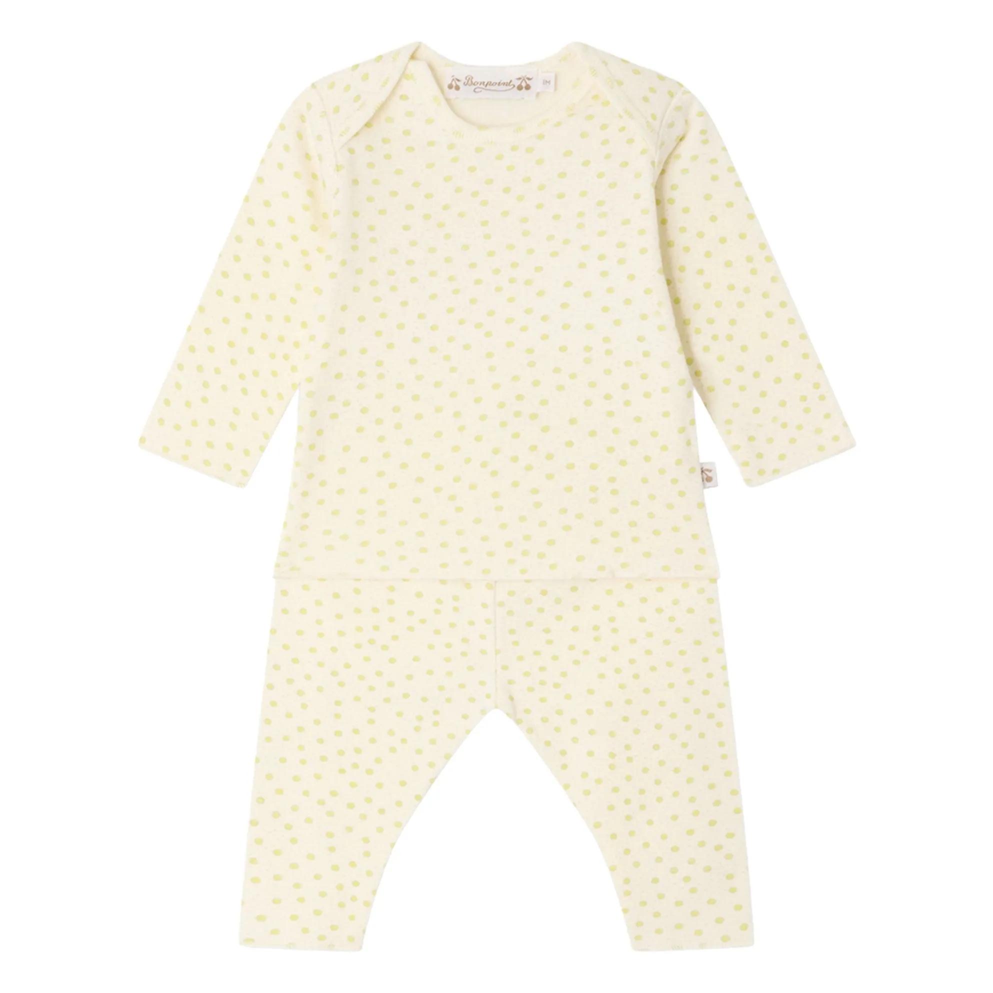 Bonpoint Ecru Timi Pois Coton Bio T-Shirt And Legging Set