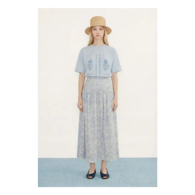 T-shirt Roses Coton Bio | Bleu