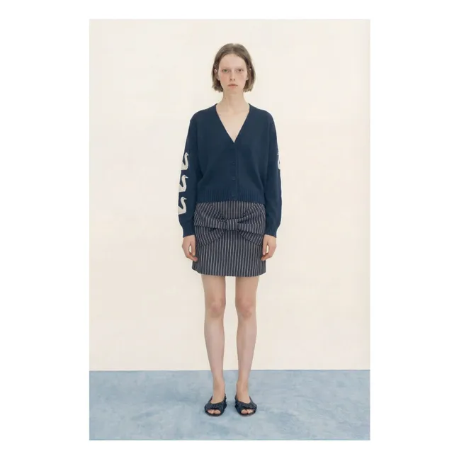 Cardigan a cigno in cotone | Blu marino