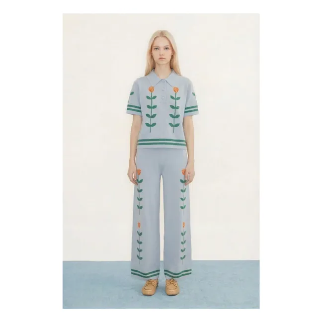 Polo Chloé Roses Coton | Bleu
