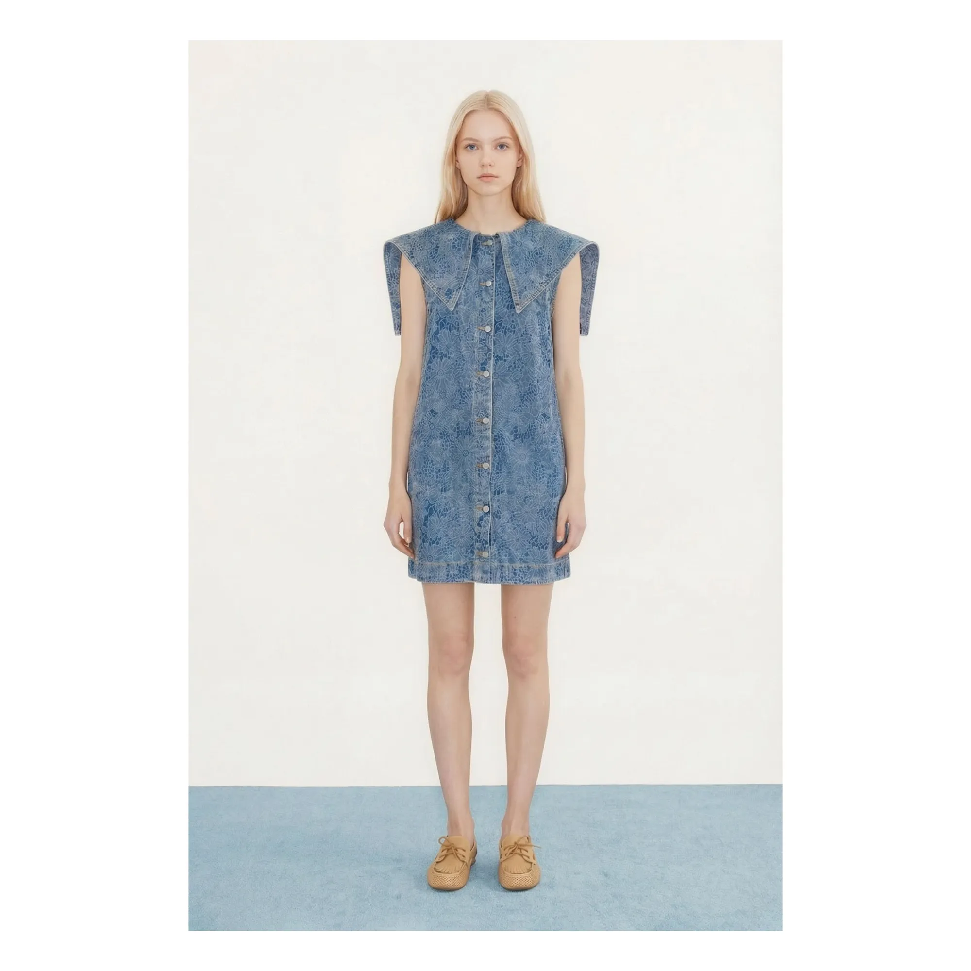 The Tiny Big Sister Denim Blue Denim Cotton Dress