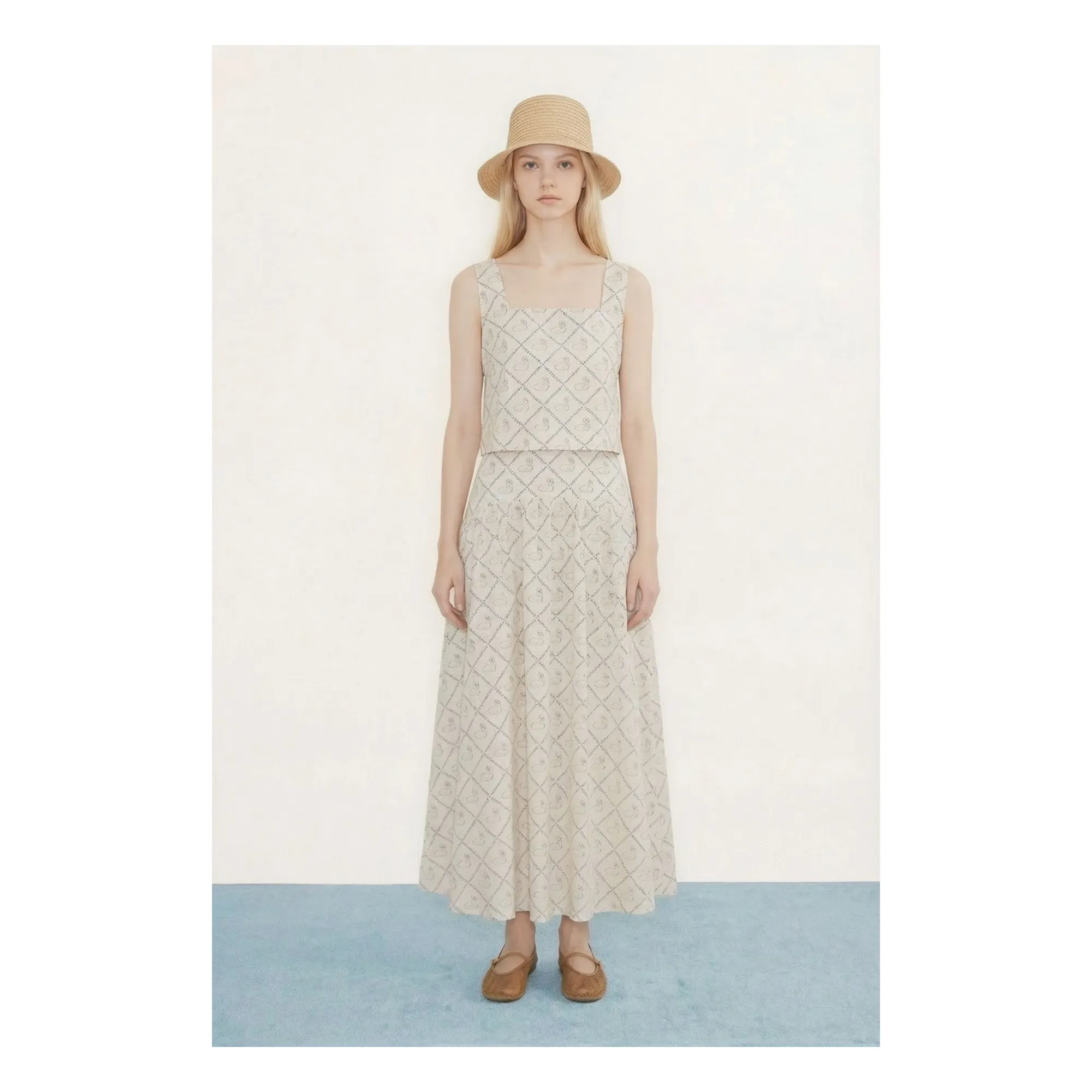 The Tiny Big Sister Beige Cotton Swan Skirt