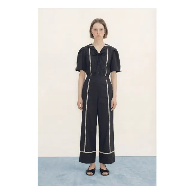 Pantalon Wide Coton | Bleu marine