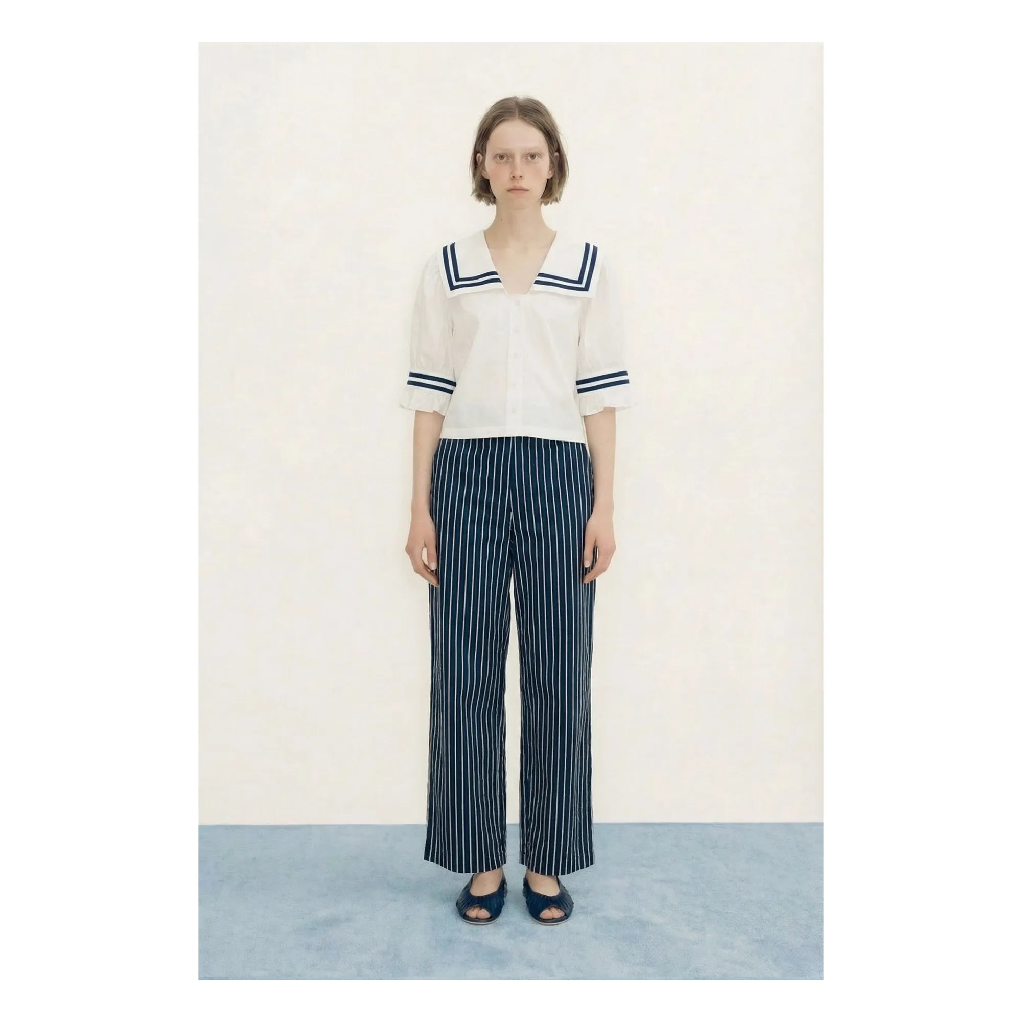 Blouse Volants Lin et Coton | Blanc cassé- Image produit n°1