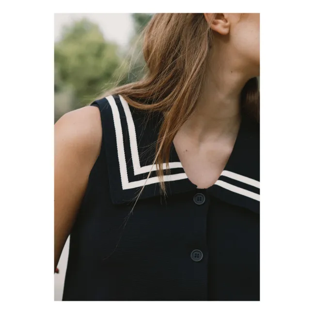 Blusa marinera de algodón | Azul Marino