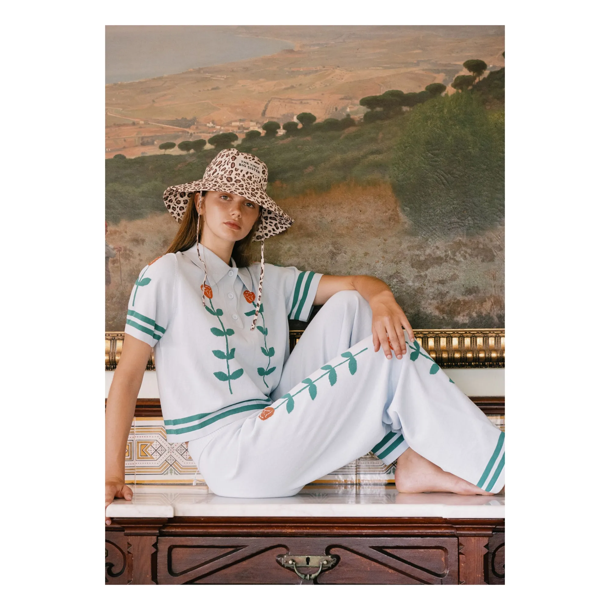 Polo Chloé Roses Coton | Bleu- Image produit n°2