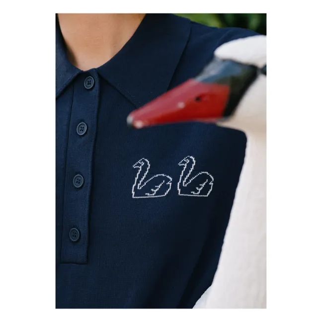 Polo Cygne Coton | Bleu marine