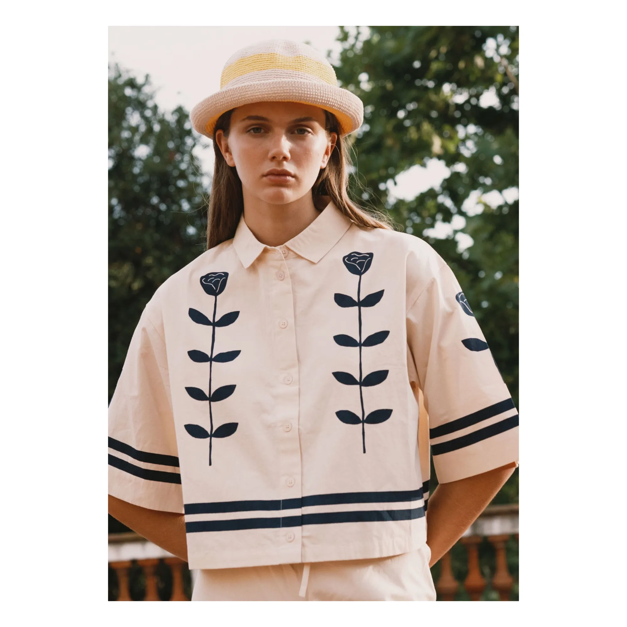 The Tiny Big Sister Cream Linen And Cotton Shirt