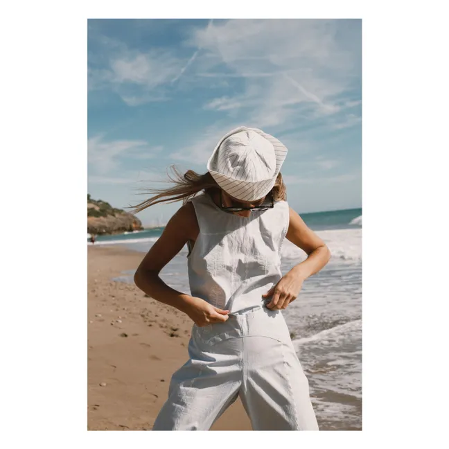 Blouse Brodée Lin et Coton | Bleu