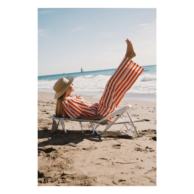 Pantalon Rayures Lin et Coton | Rouge